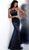 Jovani - 62806 Halter Neck Stretch Glitter Trumpet Dress in Black and Blue
