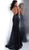 Jovani - 62806 Halter Neck Stretch Glitter Trumpet Dress in Black and Blue