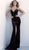 Jovani - 62807 Stretch Glitter Plunging V-neck Trumpet Dress in Black and Pink