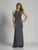 Dave & Johnny - A6280 Halter Neck Embellished Fitted Gown in Gray