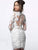 Jovani - 62811 Floral Sequined Long Sleeves Dress In White