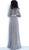 Jovani - Metallic Glitter Plunging V-Neck A-Line Dress 62812 In Gray and Silver
