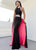 Jasz Couture - 6282 Beaded High Halter Two Tone Sheath Dress In Black and Pink