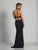 Dave & Johnny - A6284 High Neck Embellished Sheath Gown in Gray