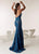 Jasz Couture - 6285 Beaded Halter V-neck Sheath Dress In Blue