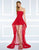 Mac Duggal Black White Red - 62869 Lace Romper Sheer Overskirt