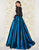 Mac Duggal Couture - 62883D Long-Sleeved Beaded Lace Shiny Dress in Blue