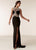 Jasz Couture - 6288 Jewel Neck Stone Embellished Gown with Slit In Black