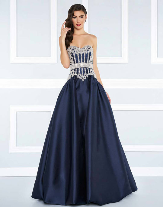 Mac Duggal Black White Red - 62894R Embellished Sweetheart Ballgown in Blue