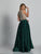 Dave & Johnny - A6289 Beaded Illusion Bateau A-line Dress in Green