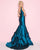 Mac Duggal - 62903L Plunging Neck Tiered Ruffle Trumpet Gown In Blue