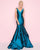 Mac Duggal - 62903L Plunging Neck Tiered Ruffle Trumpet Gown In Blue