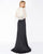 Mac Duggal - 62925R Embellished Deep V-neck Sheath Dress In Black and White