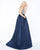 Mac Duggal - 62927M Sparkling Bejeweled V-Neck Mikado Gown In Blue