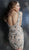 Jovani - 62928 Nude Illusion Beaded Long Sleeve Cocktail Dress In Neutral