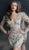 Jovani - 62928 Nude Illusion Beaded Long Sleeve Cocktail Dress In Neutral