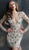 Jovani - 62928 Nude Illusion Beaded Long Sleeve Cocktail Dress In Neutral