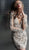 Jovani - 62928 Nude Illusion Beaded Long Sleeve Cocktail Dress In Neutral