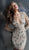 Jovani - 62928 Nude Illusion Beaded Long Sleeve Cocktail Dress In Neutral