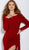 Jovani - 62956 Embellished Long Sleeve Bateau Jersey Sheath Dress in Red