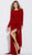 Jovani - 62956 Embellished Long Sleeve Bateau Jersey Sheath Dress in Red
