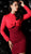 Jovani - 62957 Long Sleeve Knotted Bust Sheath Cocktail Dress In Orange and Red