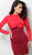Jovani - 62957 Long Sleeve Knotted Bust Sheath Cocktail Dress In Orange and Red