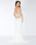 Mac Duggal - 62957R Sleeveless Beaded Formal with Fringe Detail In White and Gold