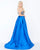 Mac Duggal - 62969M Beaded Sheath Dress With Overskirt In Blue and Gold