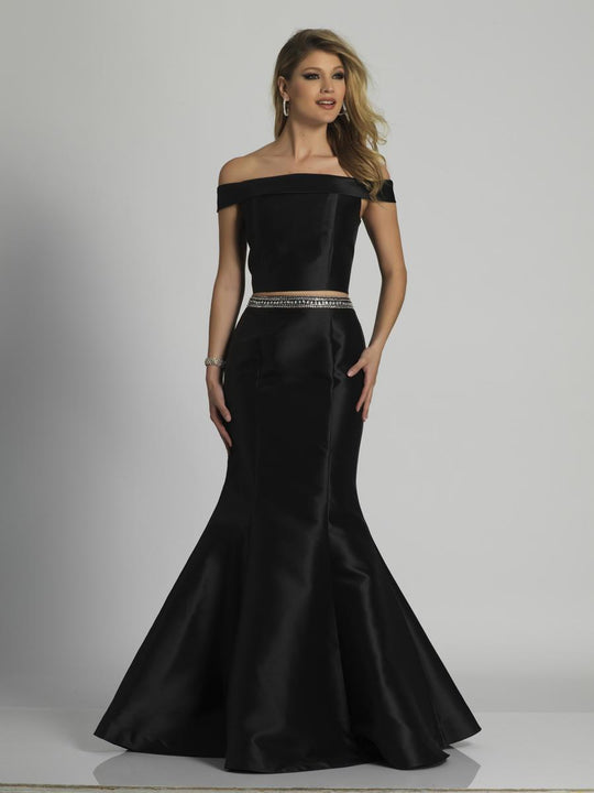 Dave & Johnny - A6296 Off-Shoulder Two-Piece Mermaid Gown in Black