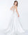 Mac Duggal - 62973M Plunging V-Neck Crystal Beaded A-Line Gown In White