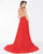 Mac Duggal - 62976R Lace Illusion Halter Sheath Dress In Red