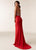 Jasz Couture - 6299 Beaded Halter V-neck Jersey Dress In Red
