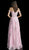 Jovani - 63005 Floral Embroidered Deep Off-Shoulder Ballgown In Pink