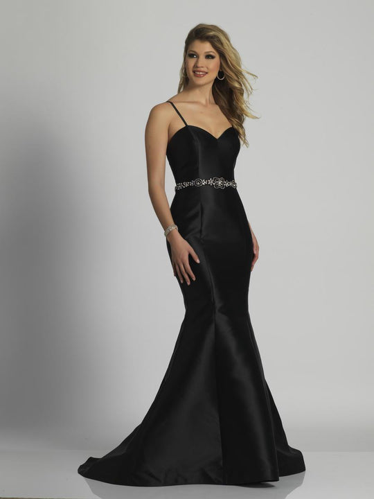 Dave & Johnny - A6300 Slim Strap Sweetheart Mermaid Gown in Black