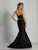 Dave & Johnny - A6300 Slim Strap Sweetheart Mermaid Gown in Black