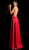 Jovani - 63016 Strappy Back High Slit Satin Prom Dress in Red