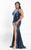 Rachel Allan Curves - 6302 Sequined Halter Trumpet Dress in Blue and Purple
