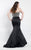 Rachel Allan Curves - 6303 Thin Straps Beaded Trumpet Gown in Black