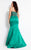 Rachel Allan Curves - 6303 Thin Straps Beaded Trumpet Gown in Green
