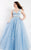 Rachel Allan Curves - 6304 V-neck Embroidered Tulle Ballgown in Blue and Purple