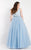 Rachel Allan Curves - 6304 V-neck Embroidered Tulle Ballgown in Blue and Purple