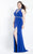 Rachel Allan Curves - 6305 Beaded High Neck Jersey Gown in Blue