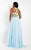 Rachel Allan Curves - 6306 Embroidered Halter A-line Dress in Blue