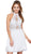 Ornate Lace Appliqued Illusion Halter Dress