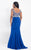 Rachel Allan Curves - 6308 Cold Shoulder Beaded Jersey Gown in Blue