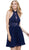 Ornate Lace Appliqued Illusion Halter Dress