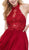 Ornate Lace Appliqued Illusion Halter Dress