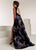Jasz Couture - 6308 Deep V-neck Velvet Gown with Overlay Skirt In Black and Multi-Color