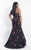 Rachel Allan Curves - 6309 Floral Haltered Mermaid Gown in Black